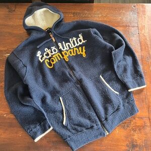 ECKO UNLIMITED Embroidered Logo Zip Front Wool Hoodie Cardigan Sweater Jacket L